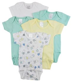 Short Sleeve One Piece 5 Pack (Color: White, size: Newborn)