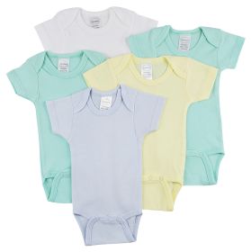 Short Sleeve One Piece 5 Pack (Color: White/Yellow/Blue, size: Newborn)
